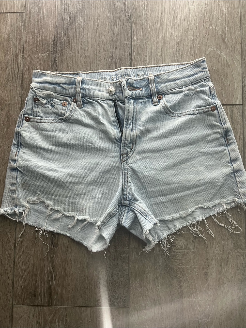 American Eagle Outfitters Light Wash Distressed Denim Shorts